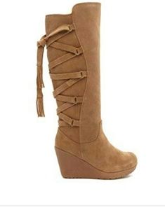 Bearpaw Suede Tan Wedge Boots